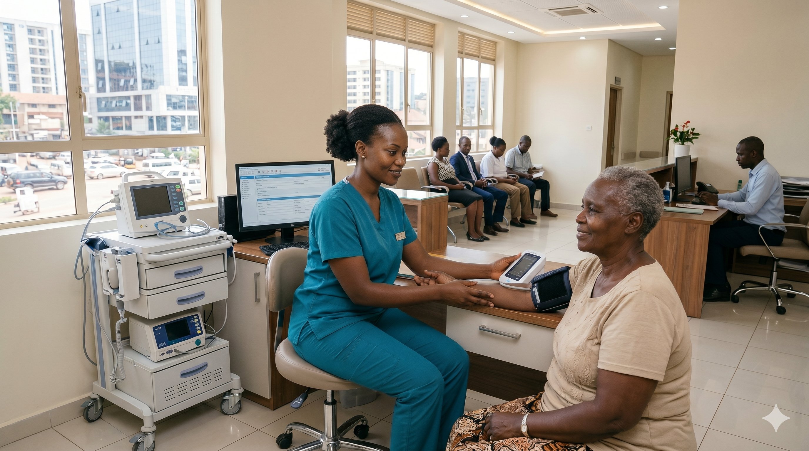 A nurse with a patient at a city clinic